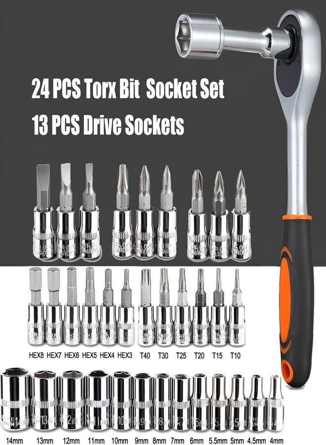 GOXIN 46 Piece 1/4" Socket Set - Spanner Set All Size - Goti Pana with Ratchet Wrench For Car, Bike, Cycle Repairing, DIY Projects, Home & Automobile Vehicle Service - Image 2